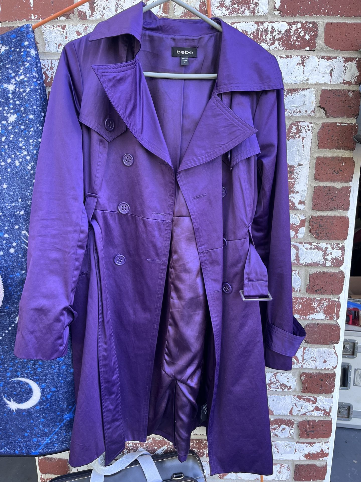 Like New bebe Purple Satin Raincoat