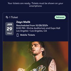 Zayn Malik LA Jan. 29 Ticket