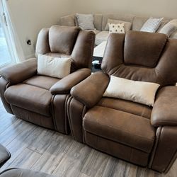 Set Of Two Manual Recliner Chairs