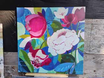Original Floral Abstract Painting on Canvas