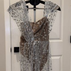 Sheer Sequin Mesh Dress (Nude Base)