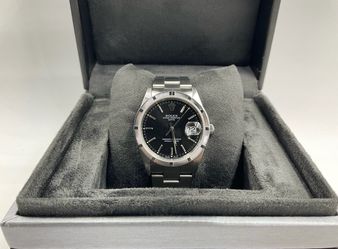 1999 ROLEX OYSTER PERPETUAL DATE AUTOMATIC BLACK DIAL STAINLESS STEEL WATCH 34MM 6.5”