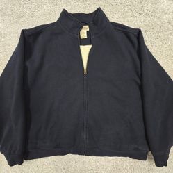 LL Bean Katahdin Iron Works Sweater Mens XL Blue Zip Sherpa Lined Shacket READ
