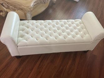 White Leather Bench