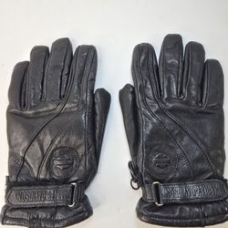 Harley Davidson Padded Black Leather Riding Gloves Women’s Size L Gore-Tex
