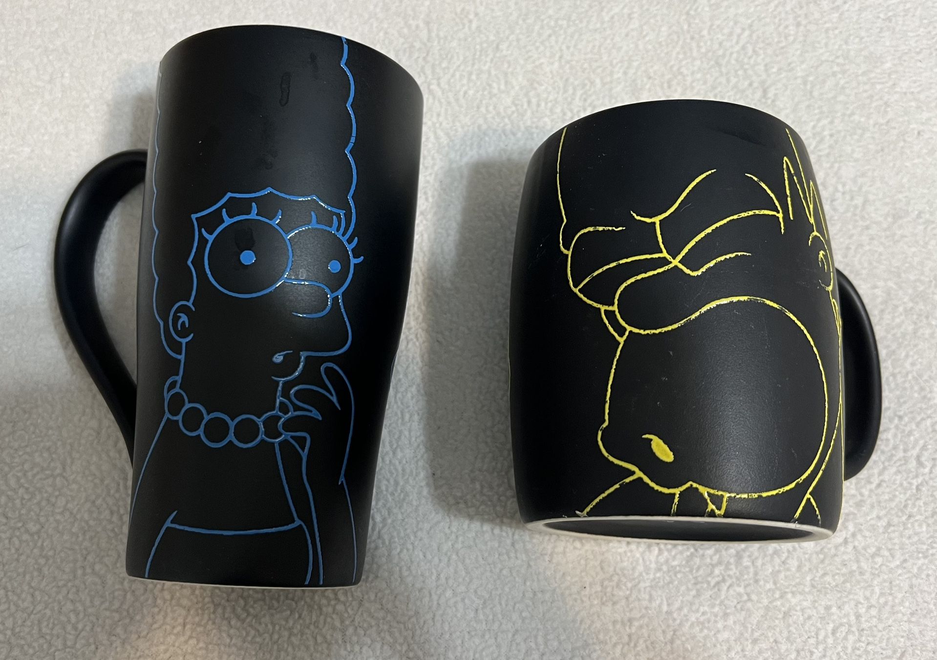 lot of 2 Universal Studios Simpsons Homer Marge coffee mugs cups used preowned