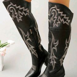 Over The Knee Western Rodeo Women Boots