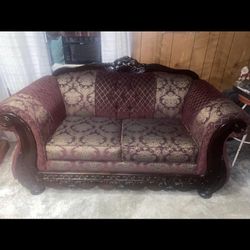 Beautiful Burgundy And Gold Couch Must Go