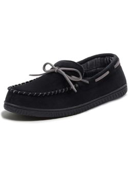Men's Luke Microsuede Moccasin Slippers with Tie Indoor Outdoor