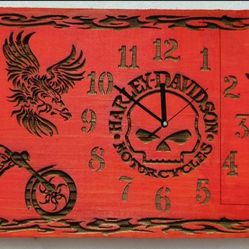 Harley Davidson Laser Engraved Clock 