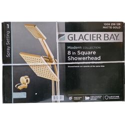 Modern 1-Spray 8 in. Dual Tub Wall Mount Fixed & Handheld Shower Heads Matte Gold