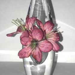 TIMO SARPANEVA #3568 “Orkidea” Orchid MCM Hand Blown Glass Vase For Littala Finland Signed Approx 6"