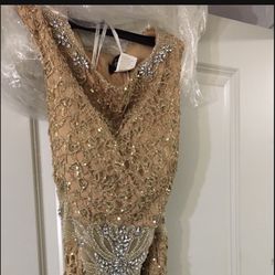 Beautiful Gold with Silver Sequins and rhinestone Dress