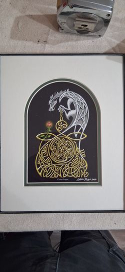 2 matted in framed digital art prints of two different Dragons by Kevin Dyer.