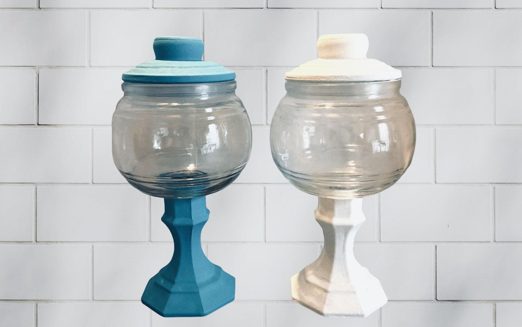 Teal & White Chalk Paint Jars Set