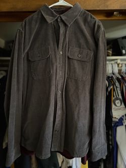 Burgundy Corduroy Button-Up Shirt