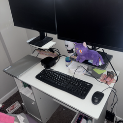 Computer desk white compartments cabinet