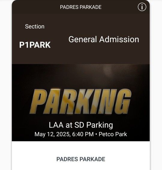 Padres Game Parking. 5/12