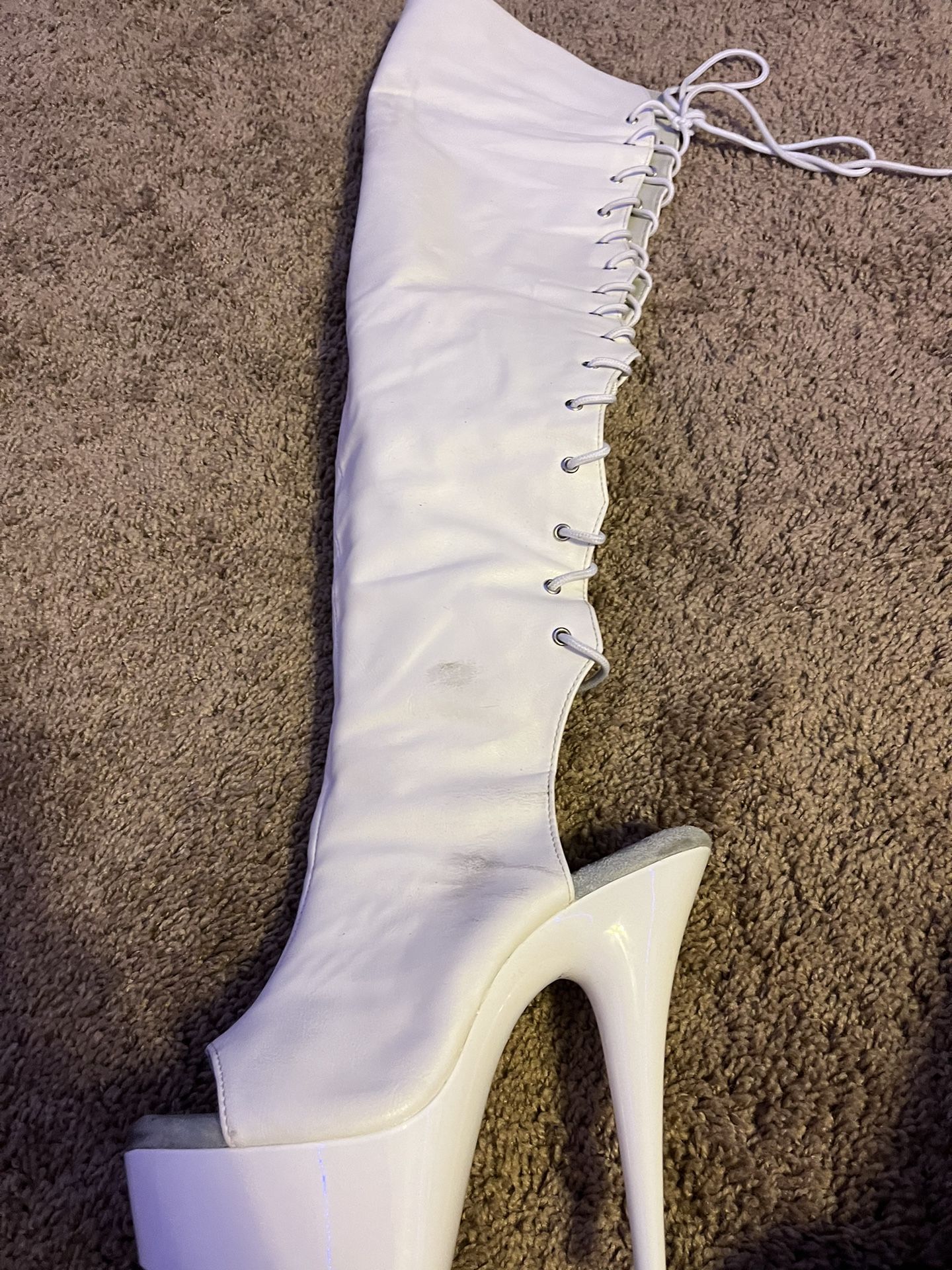 2 Pairs Size 7 And 8 Thigh High Leather Boots