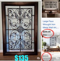 $135 Large Metal wall Decor 5Ft by 40” Farm House Decor in great Condition