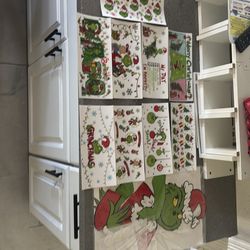 Grinch decoration for tree and 9 sheets of uv dtf stickers💥$10💥for all