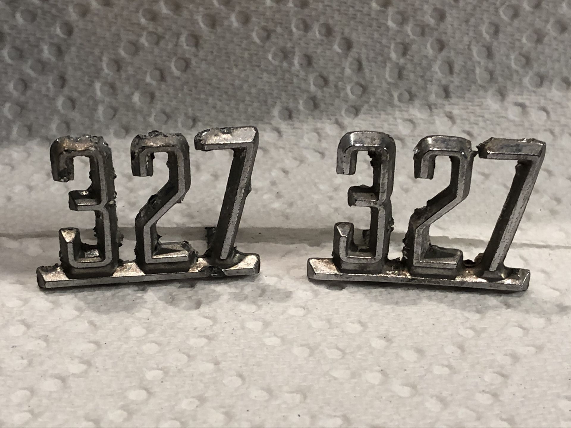 1967 GM Chevy Camaro 327 Chrome Emblem Badges Original O.E parts set of two!!