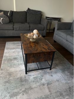 Dark Wood & Metal coffee table