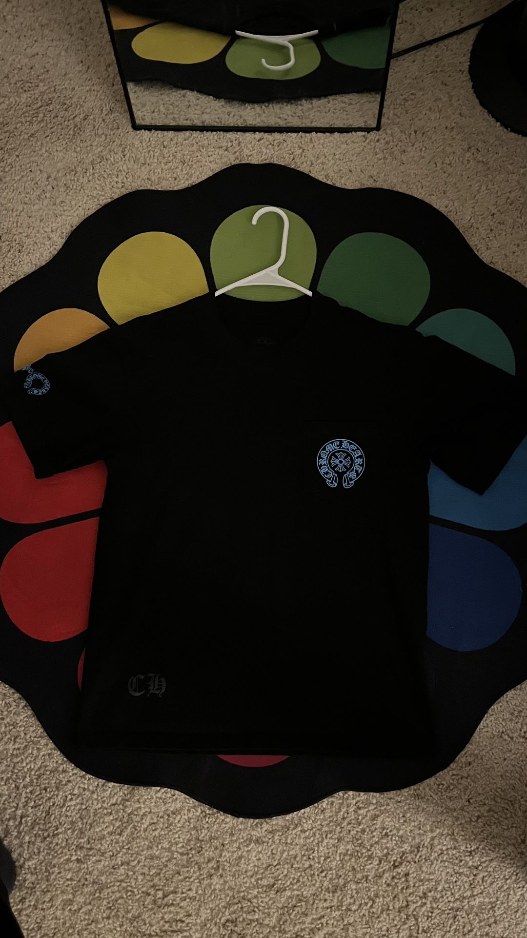 Blue And Black Chrome Heart Shirt