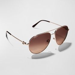 Ferragamo
Men's Gradient Metal Aviator Sunglasses