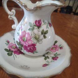 Wild Rose bowl and Pitcher Vintage