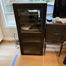 Dark Wood Media Cabinet / AV Cabinet with Glass Door