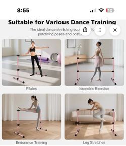 Pink 6FT Solid Wood Ballet Barre for Dance Practice Adjustable Height 6.7-46 Inches