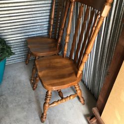 2 Solid Wood High back Chairs