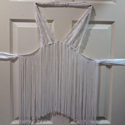 Lacy Halter With String Fringe Skirt And Ribbon Sash. XS Or Small