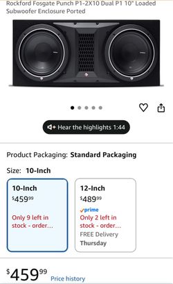 Rockford Fosgate Punch P1-2X10 Dual 10" Subwoofer Enclosure