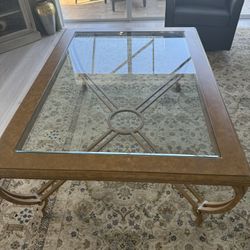 Large Iron And Glass Coffee Table And 2 End Tables 