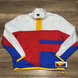 Nike Flight Jacket Red Color Block Quarter Zip Windbreaker Warmup Y2K Mens XL