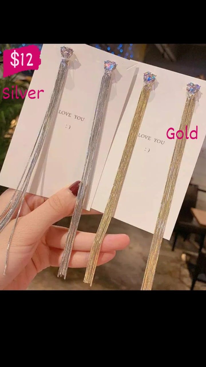 Beautiful Long Silver & Gold Earrings