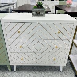 White 3-Drawer Dresser CEG019-WH