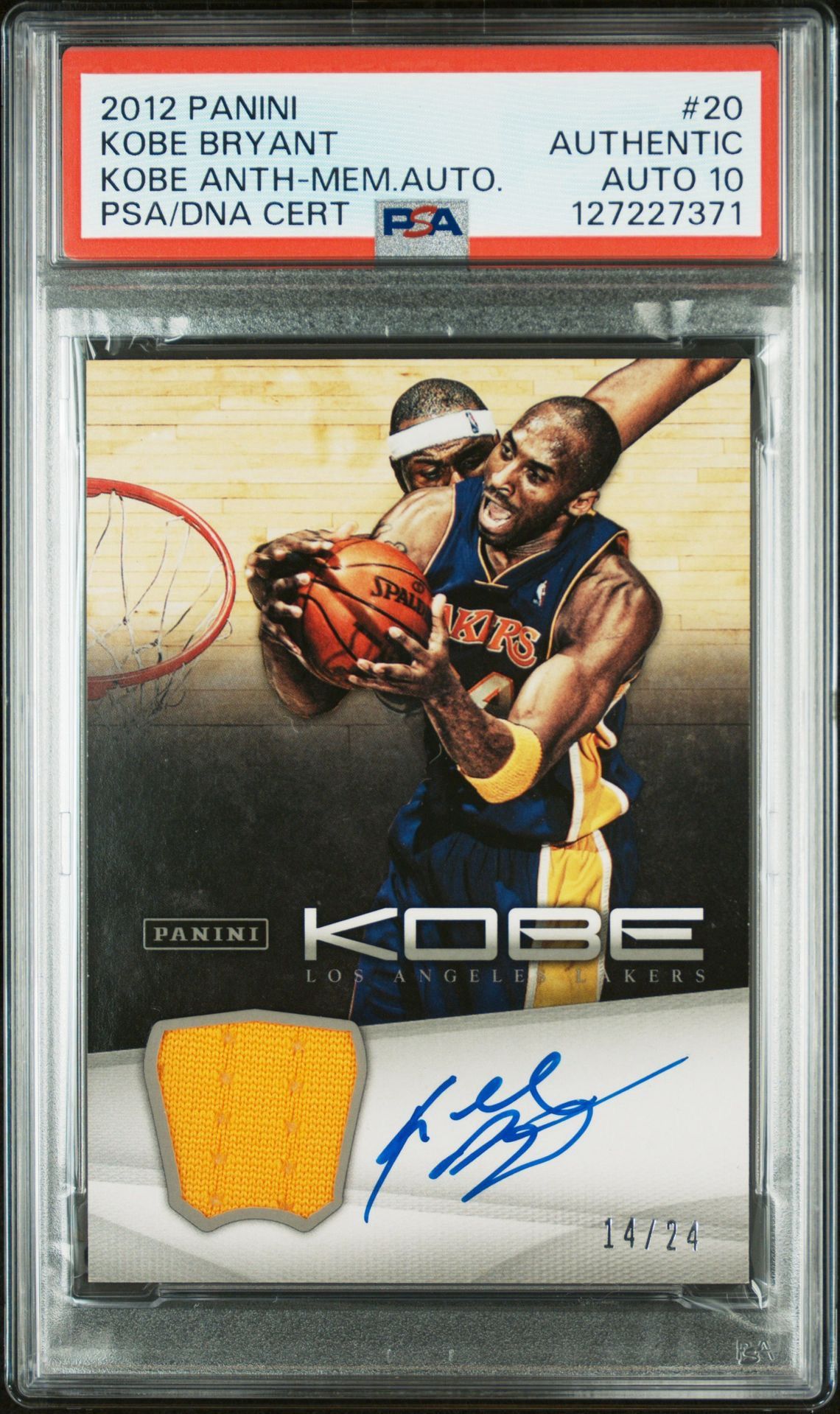 2012 panini Kobe Bryant anthology game worn patch on card auto 10 /24