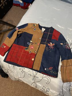Ladies Vintage Koret City Blues Western Patchwork Jacket Blazer Size L Large