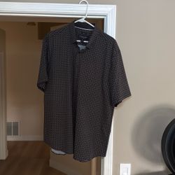 Xl Dark Brown Short Sleeve- Round Dot Pattern 