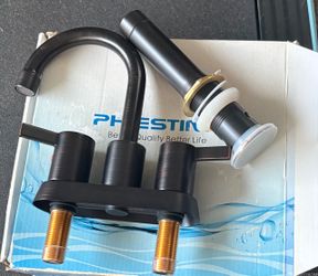 Phestin Matte Black Bathroom Faucet with Drain