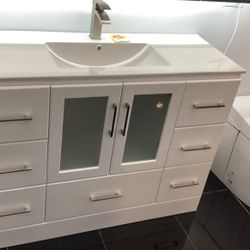 White 48” Bathroom Vanity In Stock And Ready To Pick Up 