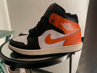 Air Jordan 1 Mid Black Orange White Sneakers