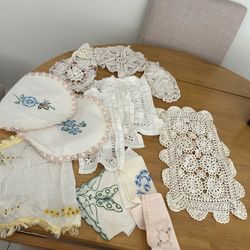 Lot Of Vintage Doilies, Handkerchiefs 