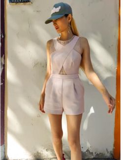BCBGMaxAzria Romper, Dusty Pink, Lace, size S