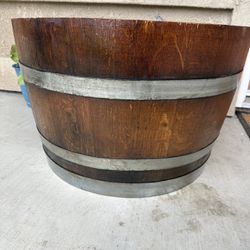 Wood Barrel For Plants