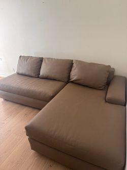 Brown Leather Sectional with Chaise