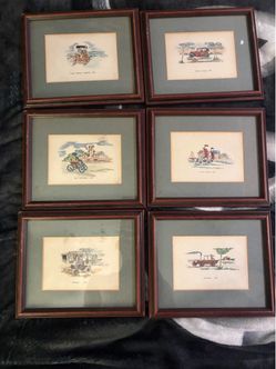(6) framed watercolor pictures